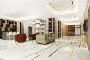 Italian white marble flooring in luxury interior by imported marble suppliers