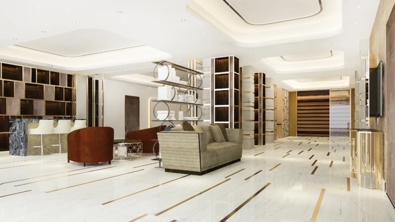 Italian white marble flooring in luxury interior by imported marble suppliers